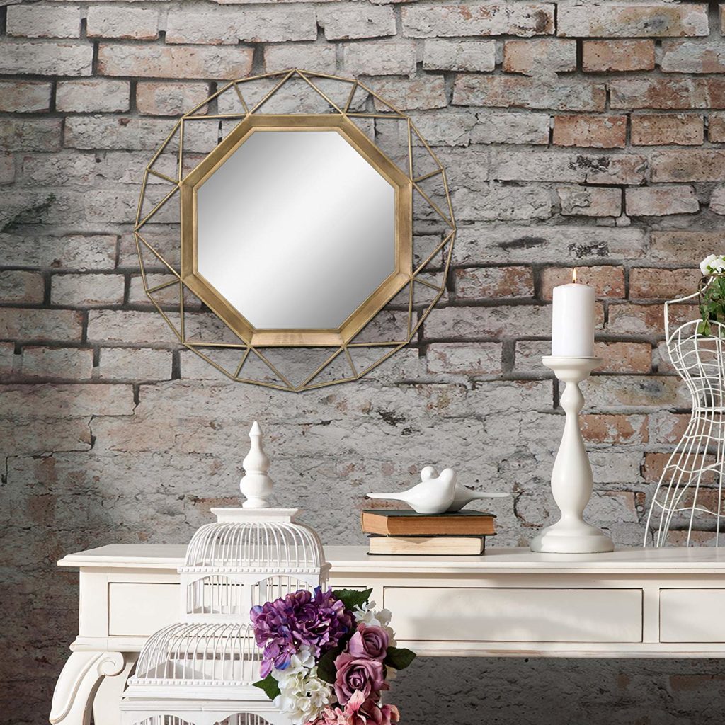 Antique Gold Geometric Metal Wall Mirror