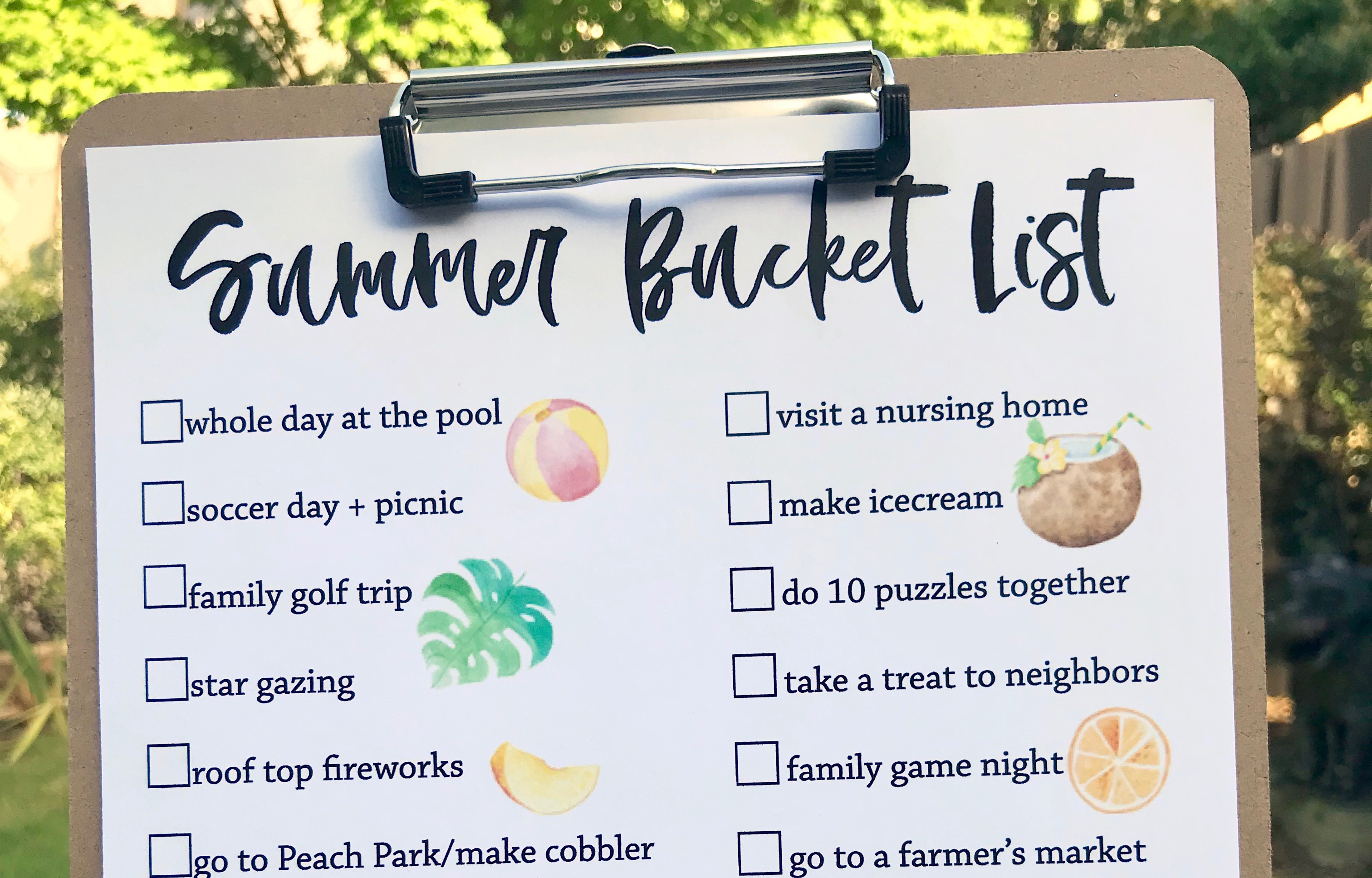 FREE Editable, Summer Bucket List for the Family - Blossom & Become