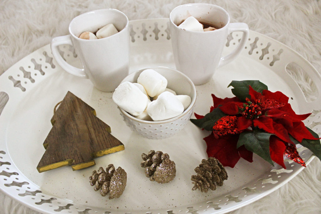 Hot chocolate tray with marshmallows