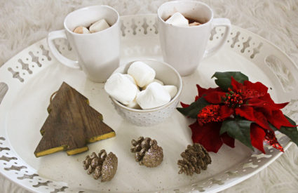 Hot chocolate tray with marshmallows