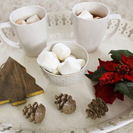 Hot chocolate tray with marshmallows