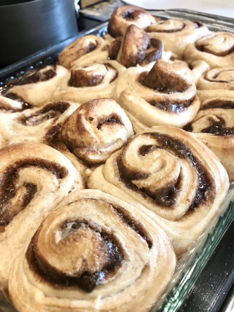 Cinnamon rolls just out of the oven