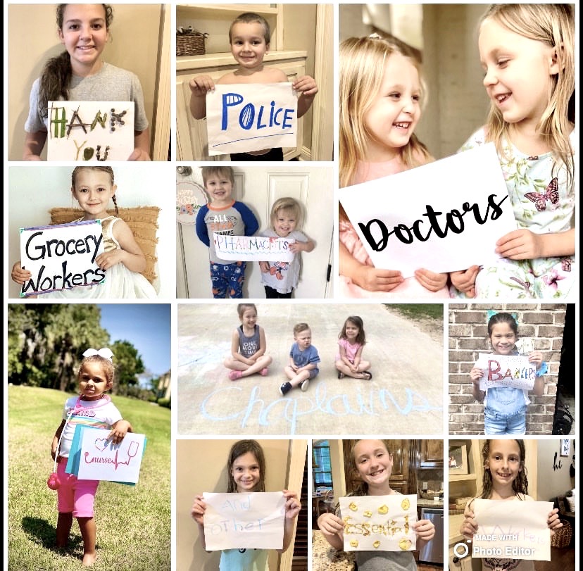 Collage picture of kids holding signs