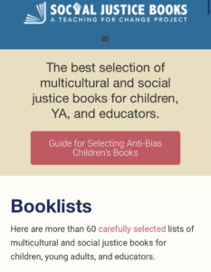 Screenshot of social justice book lists