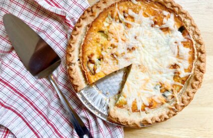 Quiche with zucchini and corn